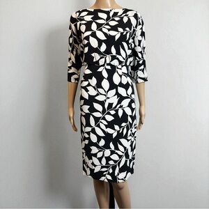 J. Jill & Christian Siriano Black Leaf Print Boatneck Sheath Dress NEW